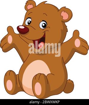 Glücklicher Teddybär, der seine Arme hebt Stock Vektor
