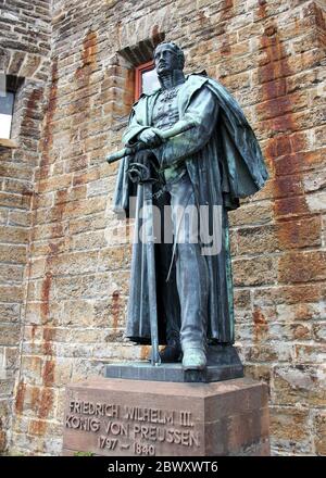 Statuen der preußischen Monarchen des Hauses Hohenzollern auf der Burg Hohenzollern, Friedrich Wilhelm III., König von Preußen, 1797-1840 Stockfoto