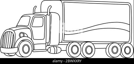 Skizzierte Cartoon LKW. Vektor Linie Kunst Illustration Malseite. Stock Vektor