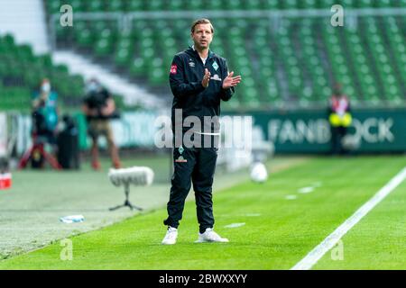 Bremen, Deutschland. 3. Juni 2020. firo Florian Kohfeldt (Trainer SV Werder Bremen) 03.06.2020, Bundesliga, Werder Bremen - Eintracht Frankfurt gumzmedia/ordphoto/POOL/firo weltweit Credit: dpa/Alamy Live News Stockfoto