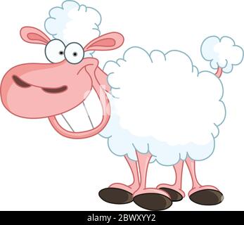 Lustige Schafe mit großem Lächeln Stock Vektor
