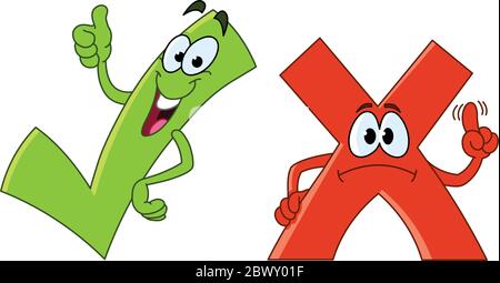 Tick und Cross Cartoon Stock Vektor