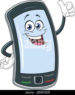Smart Phone cartoon mit Daumen hoch Stock Vektor
