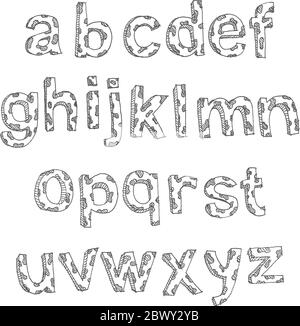 Alphabet Stift handzeichnen 3D-Buchstaben und Zahlen: Stock-Vektorgrafik  (Lizenzfrei) 471317303