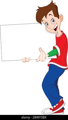 Lächelnder Teenager mit einem leeren Schild Stock Vektor