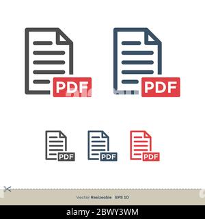 PDF Dokument Download Icon Logo Vorlage Illustration Design. Vektor EPS 10. Stockfoto