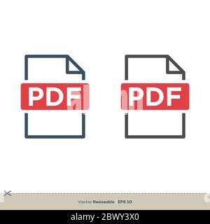 PDF Dokument Download Icon Logo Vorlage Illustration Design. Vektor EPS 10. Stockfoto