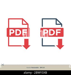 PDF Dokument Download Icon Logo Vorlage Illustration Design. Vektor EPS 10. Stockfoto