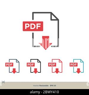 PDF Dokument Download Icon Logo Vorlage Illustration Design. Vektor EPS 10. Stockfoto