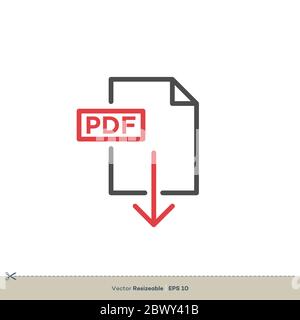 PDF Dokument Download Icon Logo Vorlage Illustration Design. Vektor EPS 10. Stockfoto