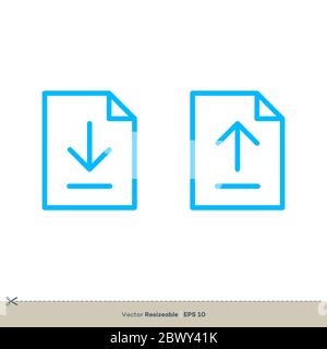 Laden Sie das Grafikdesign für das Symbol des Dokuments herunter, und laden Sie es hoch Vektor EPS 10. Stockfoto