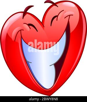 Herz-Emoticon mit großem, verzacktes Lächeln und geschlossenen Augen Stock Vektor