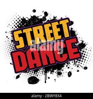 Street Dance auf schwarzem Tintensplatter Hintergrund, Vektor-Illustration Stock Vektor