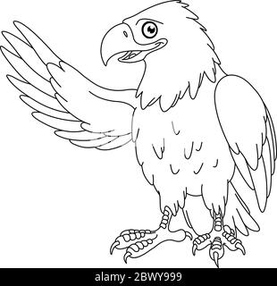 Umrissene amerikanische Weißkopfseeadler. Vektor Linie Kunst Illustration Malseite. Stock Vektor