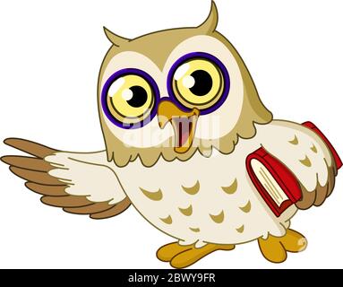 Cartoon Weise Eule Lehre Stock Vektor