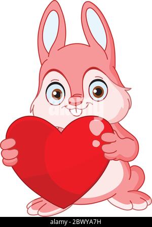 Niedliches rosa Häschen mit Herz Stock Vektor