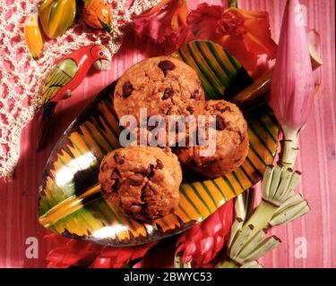Bananenmuffins Mit Schokoladenchip Stockfoto