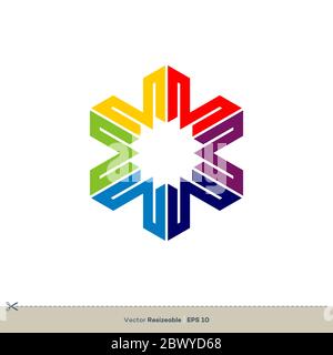 Circle Star Ornamental Logo Vorlage. Dekoratives Stern Vektor Illustration Design. Vektor EPS 10. Stockfoto