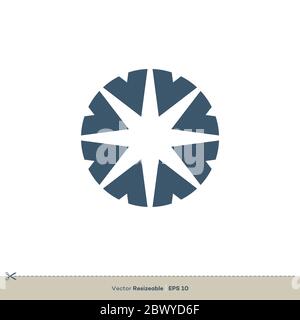 Circle Star Ornamental Logo Vorlage. Dekoratives Stern Vektor Illustration Design. Vektor EPS 10. Stockfoto