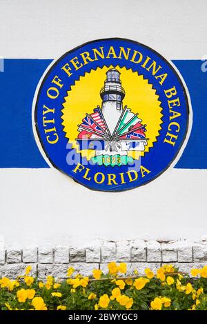 Fernandina Beach City Crest, Amelia Island, Jacksonville, Florida, USA Stockfoto