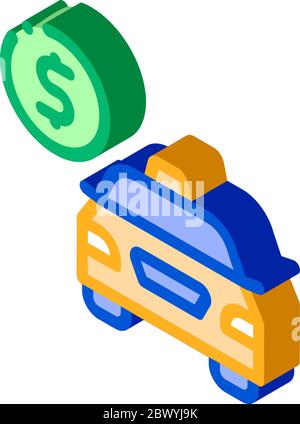 Human Hitch-Wandern Online Taxi isometrische Symbol Vektor-Illustration Stock Vektor