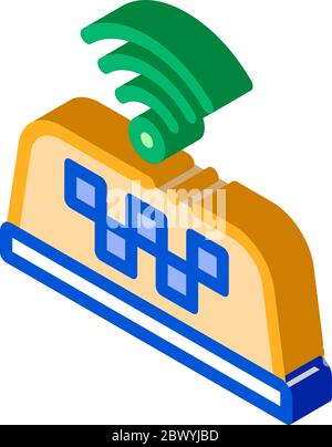 Vorhandensein von Wi-Fi in Taxi Online isometrische Symbol Vektor-Illustration Stock Vektor