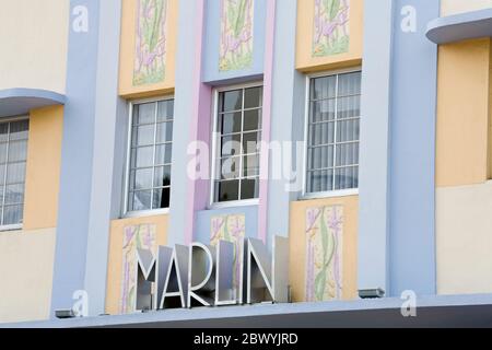 Marlin-Hotel an der Collins Avenue, Miami Beach, Florida, USA Stockfoto
