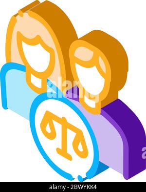 Familie in Gerichtsrecht und Urteil isometrische Symbol Vektor-Illustration Stock Vektor