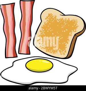Bacon Eggs and Toast - EINE Karikatur von Bacon Eggs and Toast. Stock Vektor