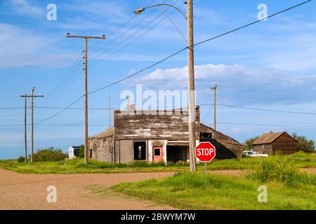 Robsart ist ein nicht eingegliederter Weiler innerhalb der ländlichen Gemeinde Reno Nr. 51 in der Provinz Saskatchewan, Kanada. Robsart hatte eine Bevölkerung von Stockfoto