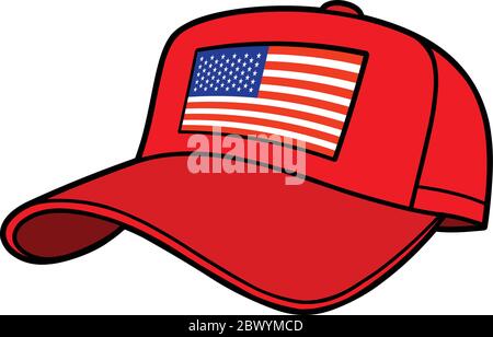 Baseballmütze mit US-Flagge - eine Illustration einer Baseball-Mütze mit US-Flagge. Stock Vektor