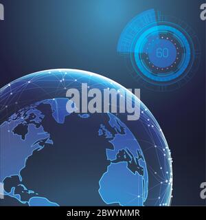 Network World, Blockchain, Internet der Dinge, virtuelle Welt Stock Vektor