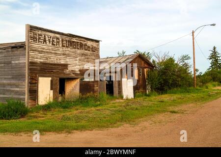 Robsart ist ein nicht eingegliederter Weiler innerhalb der ländlichen Gemeinde Reno Nr. 51 in der Provinz Saskatchewan, Kanada. Robsart hatte eine Bevölkerung von Stockfoto