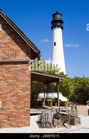 Cape Florida Lighthouse, Bill Baggs Staatspark, Key Biscayne, Miami, Florida, USA Stockfoto