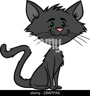 Schwarze Katze - EINE Karikatur Illustration einer schwarzen Katze. Stock Vektor