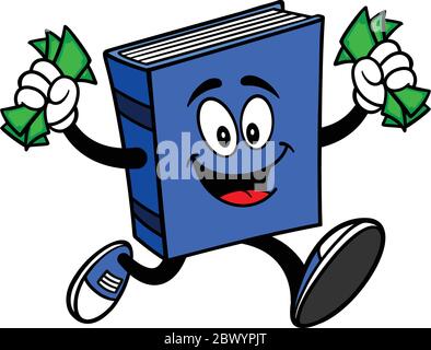 Blaues Buch mit Geld- EINE Cartoon Illustration eines blauen Buches mit Geld. Stock Vektor