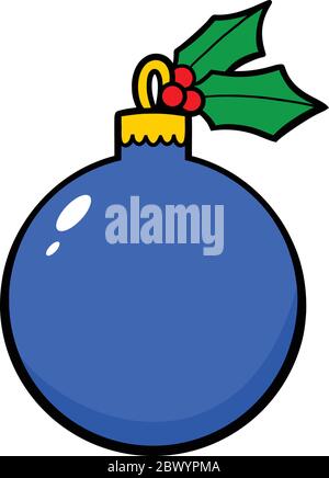 Blauer Weihnachtsschmuck - EINE Cartoon-Illustration eines blauen Weihnachtsornaments. Stock Vektor
