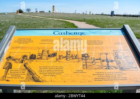 Alliance, NE, USA - 5. Mai 2019: Ein einladendes Schild am Eingang des Car Art Reserve Stockfoto