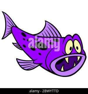 Crazy Fish - EINE Cartoon Illustration eines Crazy Fish. Stock Vektor