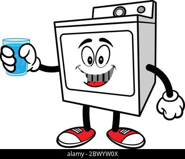 Wäscheständer Maskottchen mit Glas Wasser - EINE Cartoon-Illustration eines Wäscheständer Maskottchen mit einem Glas Wasser. Stock Vektor