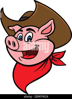 Cowboy BBQ Pig - EINE Cartoon-Illustration eines Cowboy BBQ Pig. Stock Vektor