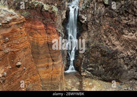 NM00474-00...NEW MEXICO - Upper Falls am Frijoles Creek im Bandelier National Monument. Stockfoto