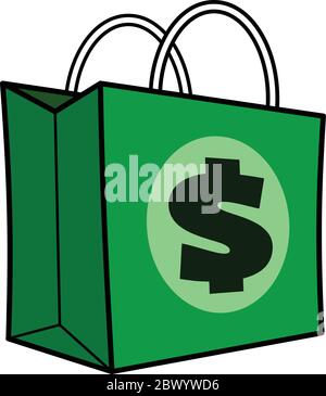 Dollar Shopping Bag - eine Illustration eines Shopping Bag mit einem Dollar-Zeichen. Stock Vektor