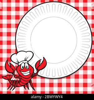 Crawfish Supper Invitation - EINE Cartoon-Illustration einer Crawfish Supper Einladung. Stock Vektor