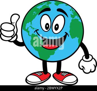 Earth Mascot with Thumbs Up - EINE Cartoon-Illustration eines Earth Mascot with a Thumbs Up. Stock Vektor