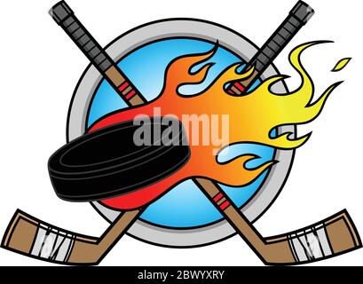 Hol dir hier den Puck Outta - eine Illustration eines Hockey Sports Logos. Stock Vektor