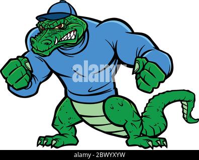 Gator Mascot Extreme- EINE Cartoon Illustration eines Extreme Gator Mascot. Stock Vektor