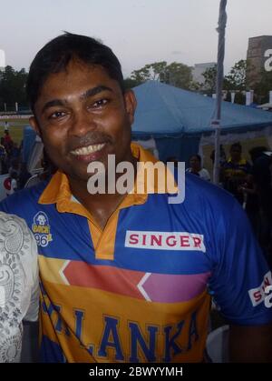 Ehemaliger Sri Lanka Cricketer und 1996 Weltcupsieger, Romesh Kaluwitharana. War der Wicket-Keeper im Team. Stockfoto