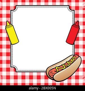 Hot Dog Cookout invite - EINE Cartoon-Illustration einer Hot Dog Cookout invite. Stock Vektor
