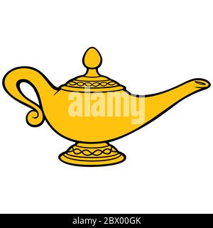 Genie Lamp - EINE Cartoon-Illustration einer Genie Lamp. Stock Vektor